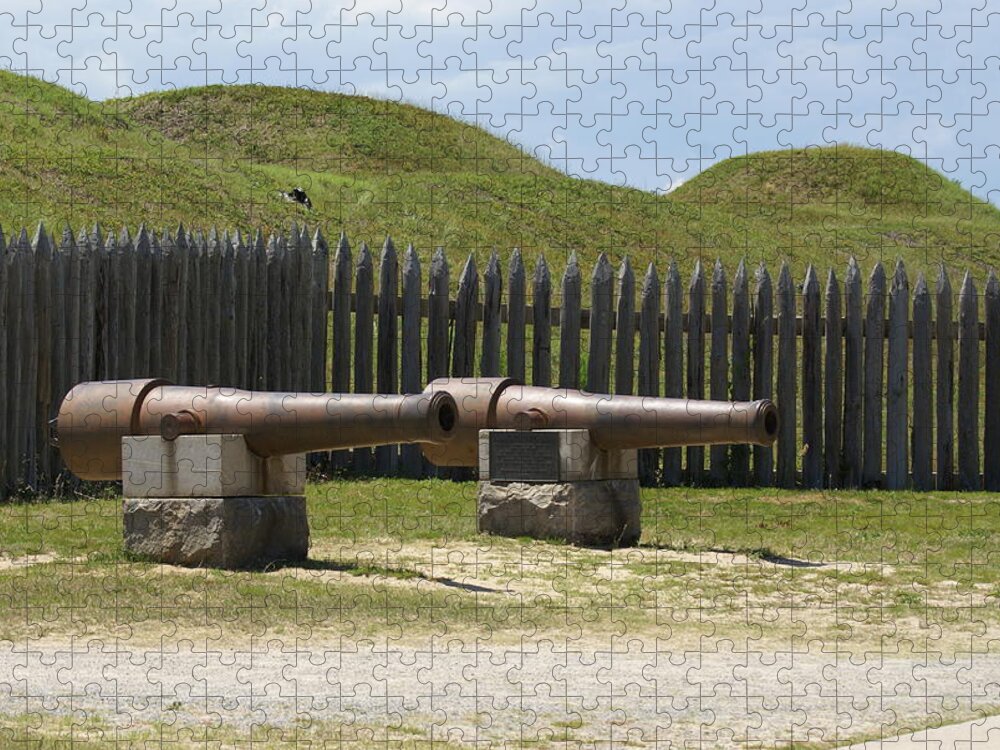  Jigsaw Puzzle featuring the photograph Fort Fisher Cannons by Heather E Harman
