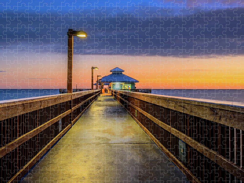 Florida Jigsaw Puzzle featuring the photograph Fort Myers Sunset Beach Pier, Florida by Dee Potter