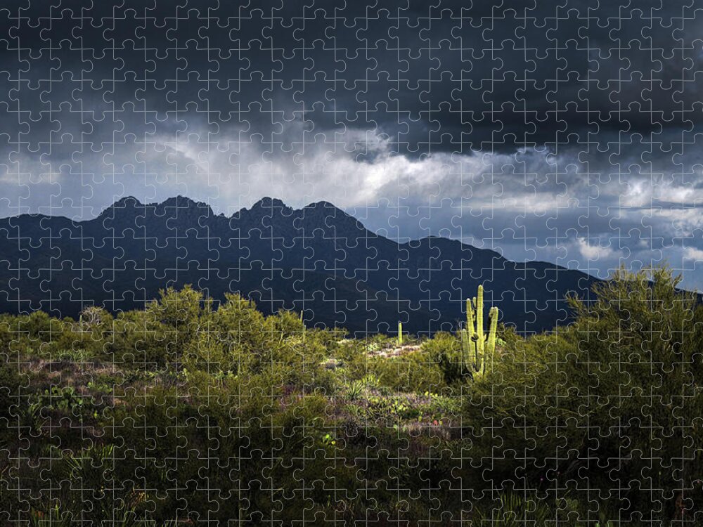 Four Peaks Jigsaw Puzzle featuring the photograph Four Peaks Saguaro Cactus by Chance Kafka