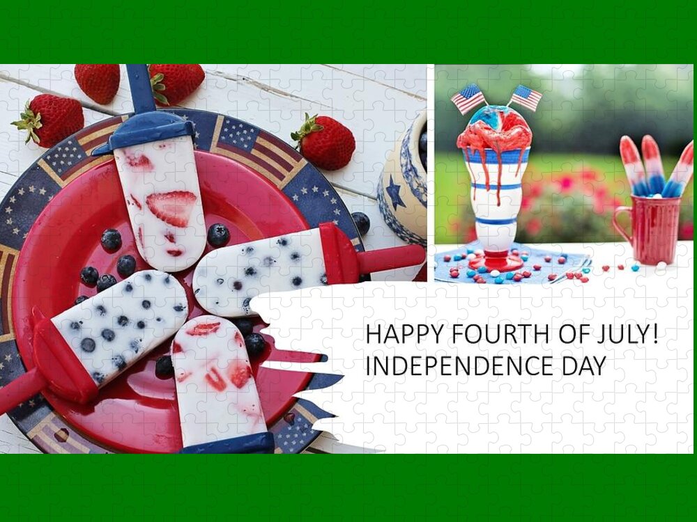 4th Of July Jigsaw Puzzle featuring the mixed media Fourth of July Picnic by Nancy Ayanna Wyatt