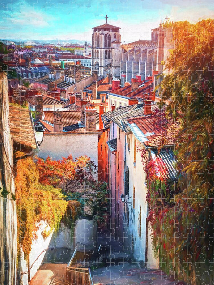 Lyon Jigsaw Puzzle featuring the photograph Fourviere Hill to Vieux Lyon France by Carol Japp