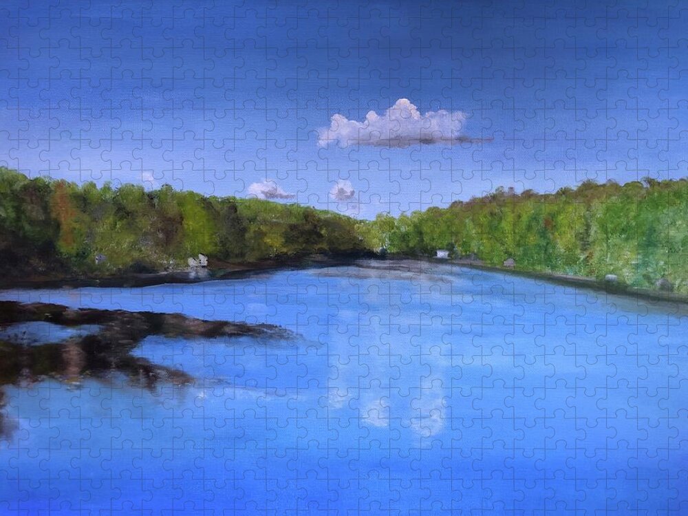 Lake Jigsaw Puzzle featuring the painting Fox Lake by Kate Conaboy