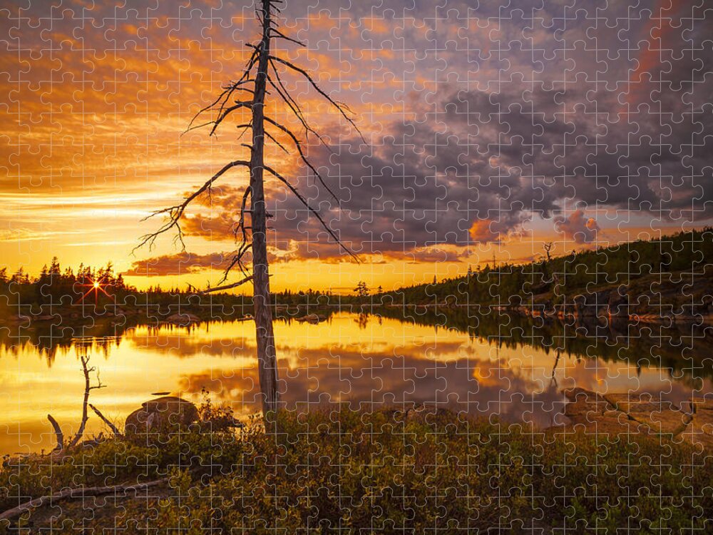 Blue Mountain-birch Coves Lakes Wilderness Area Jigsaw Puzzle featuring the photograph Fox Lake Sundown by Irwin Barrett
