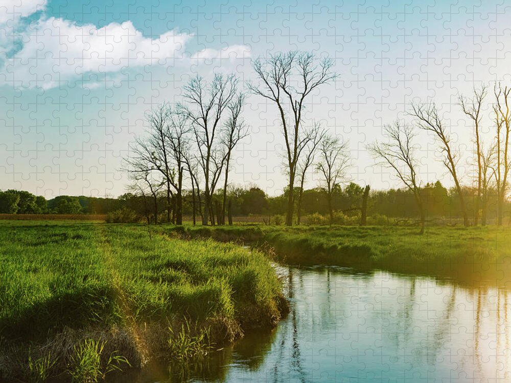 Fox River Jigsaw Puzzle featuring the photograph Fox River Sunset by Scott Norris