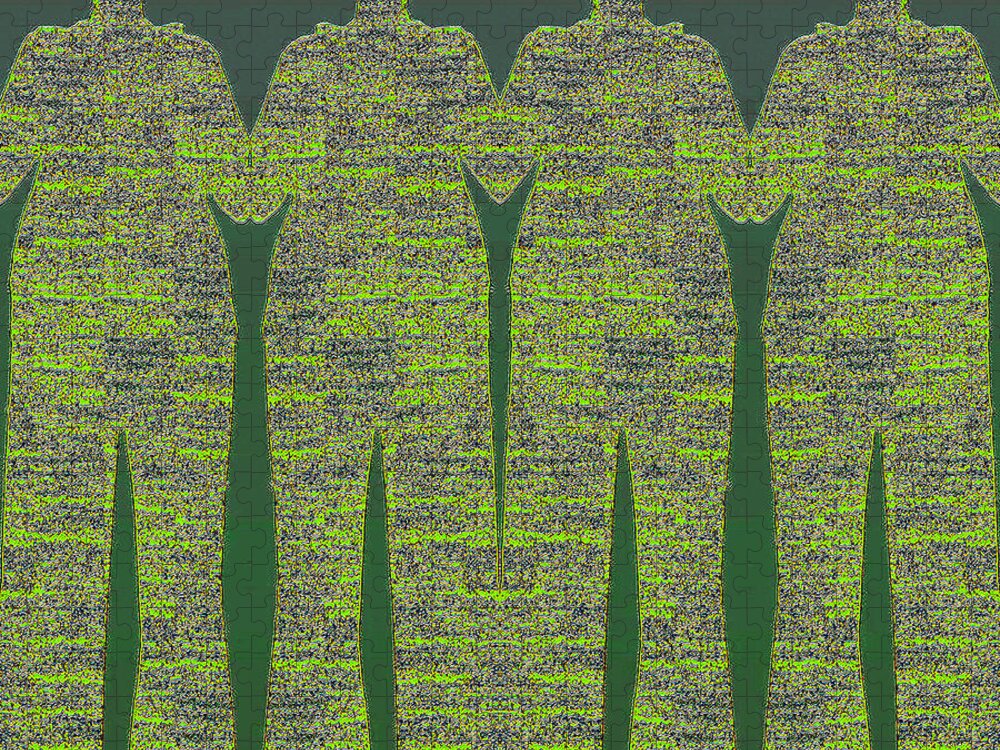 Fractal Jigsaw Puzzle featuring the digital art Fractal Silhuette Green by Alexandra Vusir