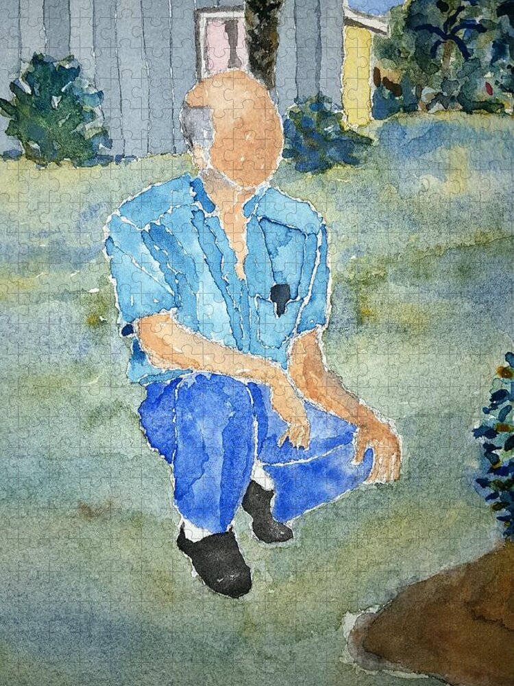 Watercolor Jigsaw Puzzle featuring the painting Frank by John Klobucher