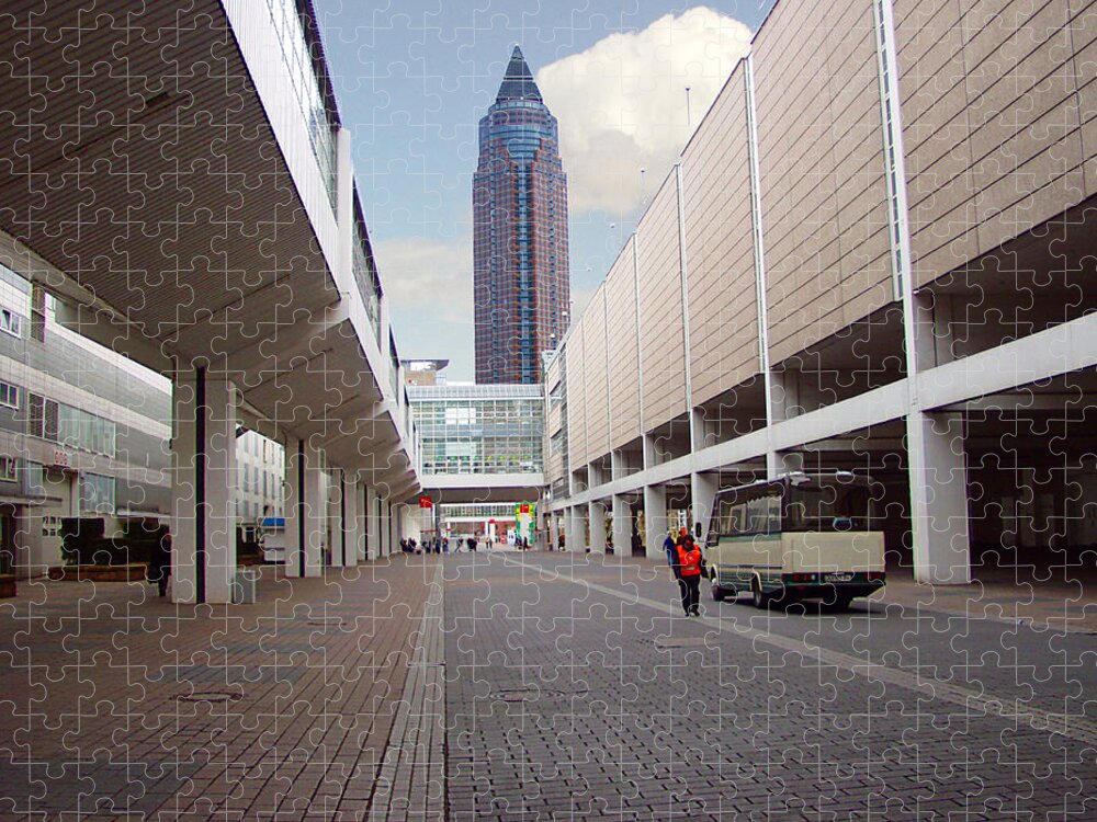 Architecture Jigsaw Puzzle featuring the photograph Frankfurter Messe Turm by Luc Van de Steeg