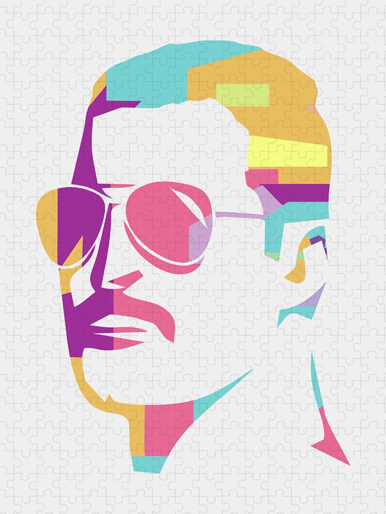 Freddy Mercury Jigsaw Puzzle featuring the digital art Freddie Mercury Eyeglass POP ART by Ahmad Nusyirwan