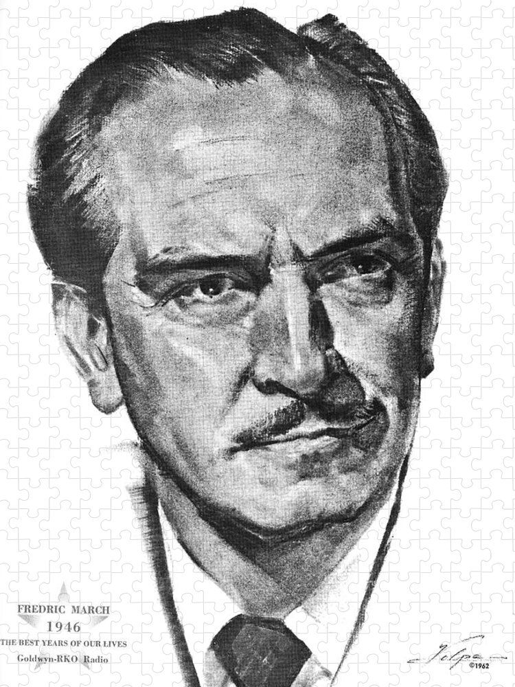 Fredric Jigsaw Puzzle featuring the drawing Fredric March by Volpe by Movie World Posters