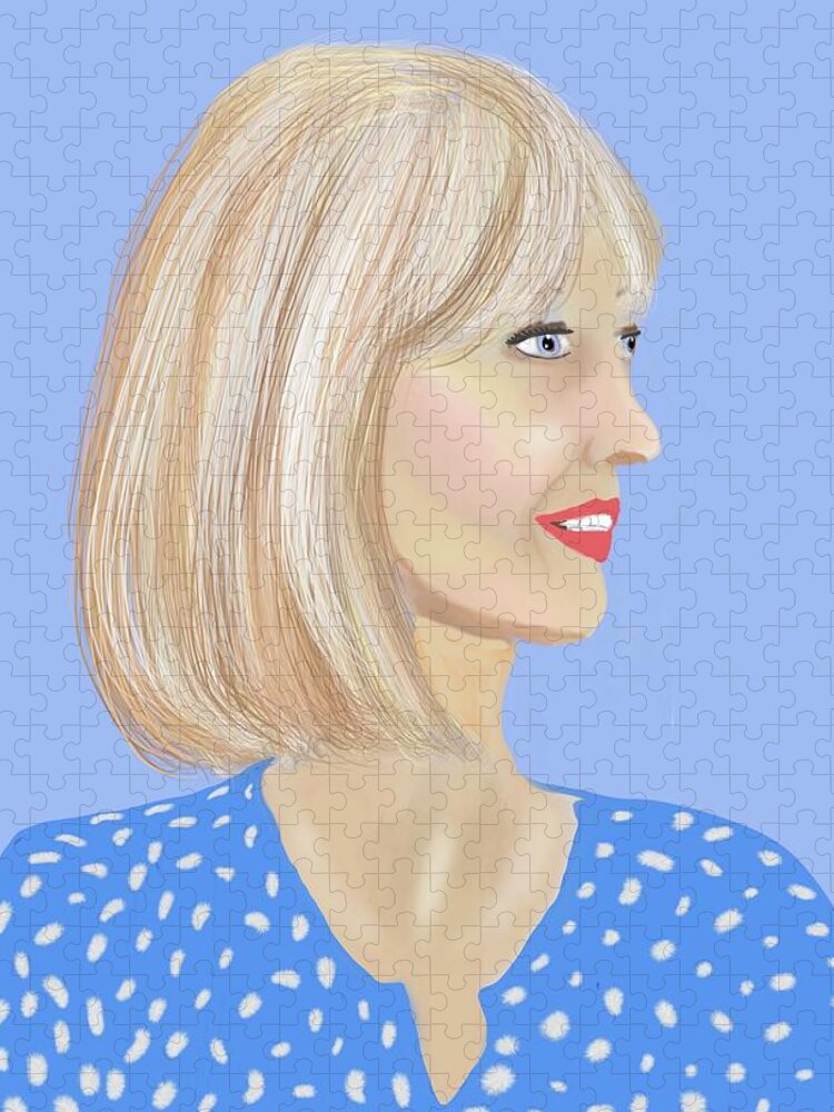 Portrait Painting Jigsaw Puzzle featuring the digital art Freehand digital portrait 5 by Elaine Hayward