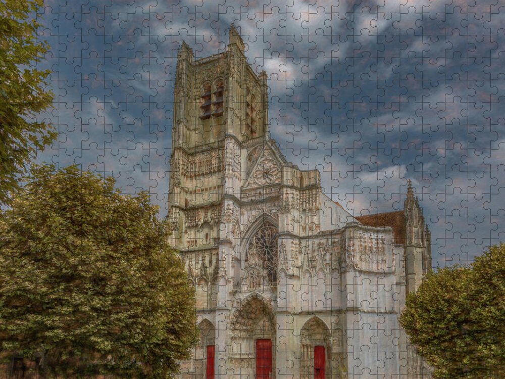 Auxerre Jigsaw Puzzle featuring the photograph Auxerre Cathedral, France by Marcy Wielfaert