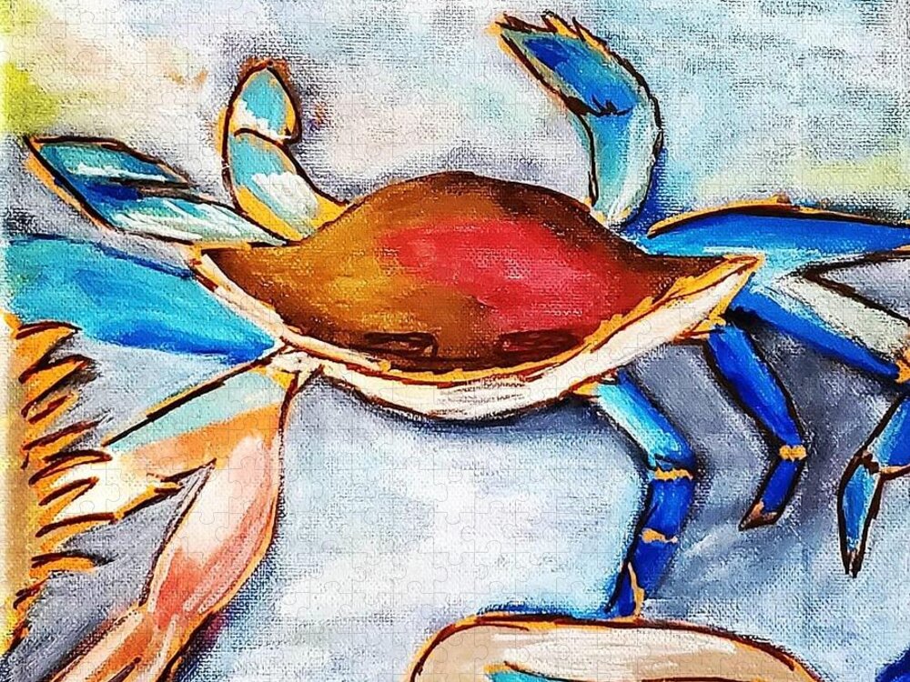 Crab Jigsaw Puzzle featuring the painting Fresh Catch by Amy Kuenzie