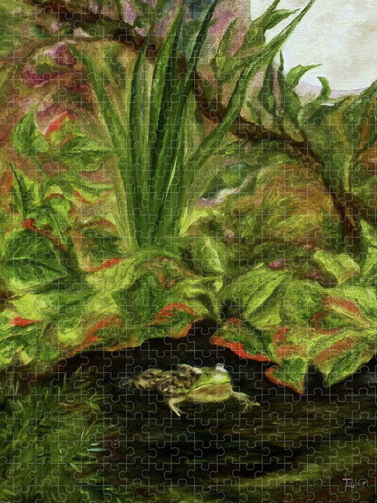 Amphibian Jigsaw Puzzle featuring the painting Frog Medicine by FT McKinstry