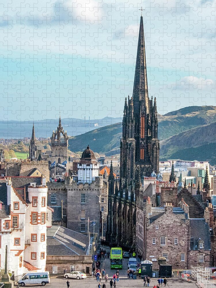Castle Of Edinburgh Jigsaw Puzzle featuring the digital art From the Castle of Edinburgh, Scotland by SnapHappy Photos