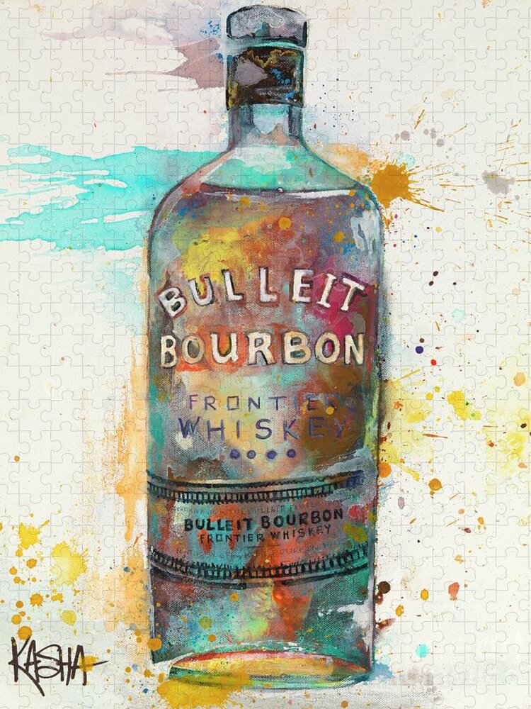 Bulleit Whisky Jigsaw Puzzle featuring the painting Frontier by Kasha Ritter