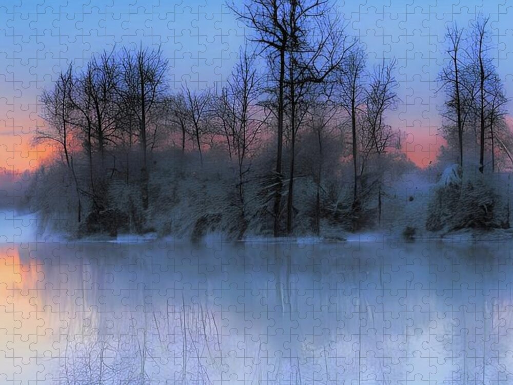 Winter Jigsaw Puzzle featuring the photograph Frozen Sunrise by Ally White