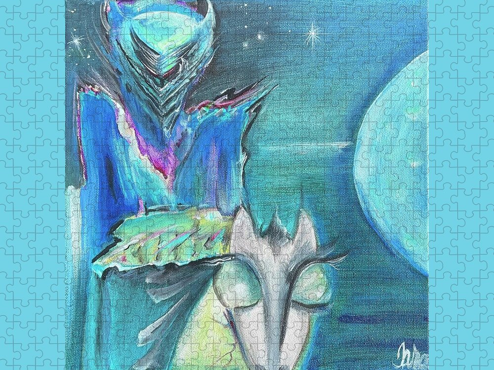Knight Jigsaw Puzzle featuring the painting Full Moon Saboteur Protector of the Night by Tara Strange Dunbar