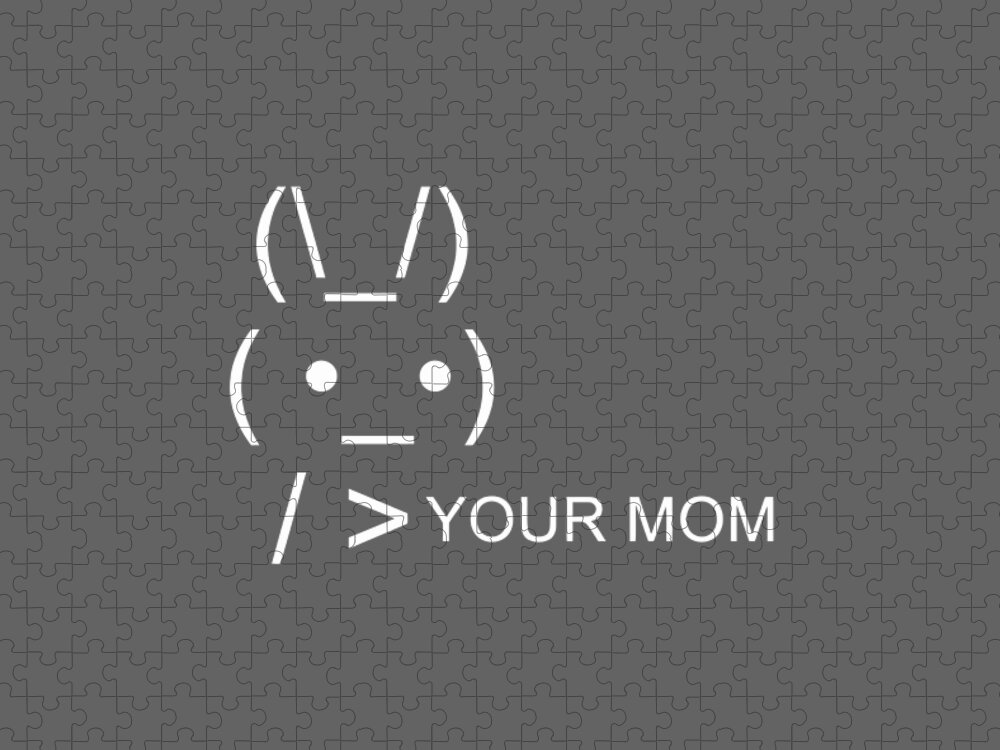 Fun ASCII Bunny Rabbit Meme Holding Your Mom for Christmas present Jigsaw  Puzzle
