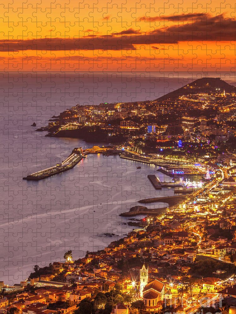 Funchal at night, Madeira Jigsaw Puzzle by Neale And Judith Clark