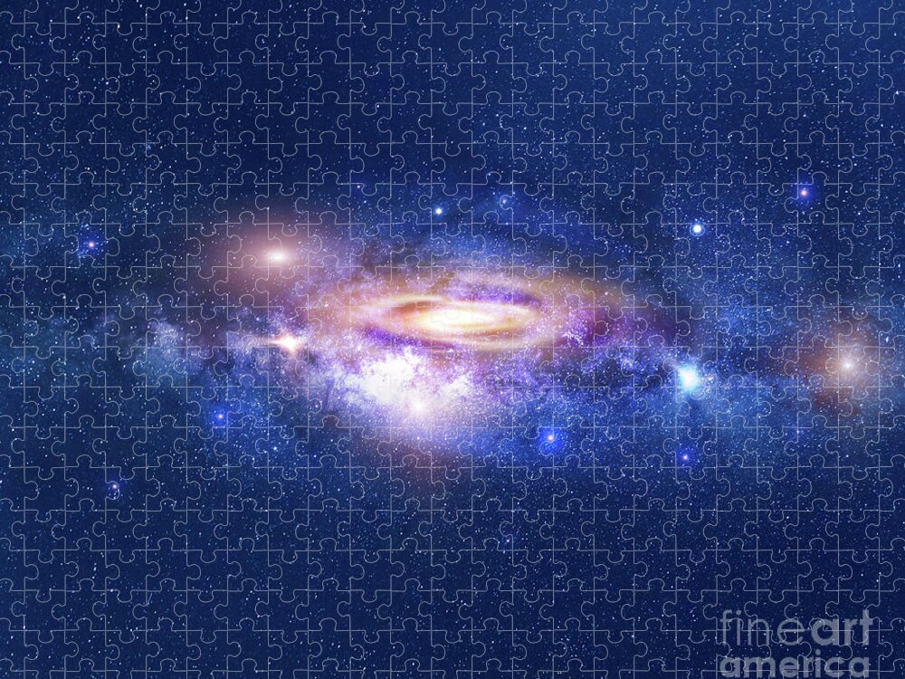 Galaxy Jigsaw Puzzle featuring the photograph Galaxy in deep space by Benny Marty