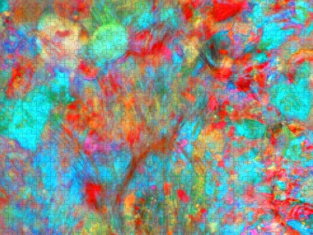 Abstract Jigsaw Puzzle featuring the digital art Garden Melt by T Oliver