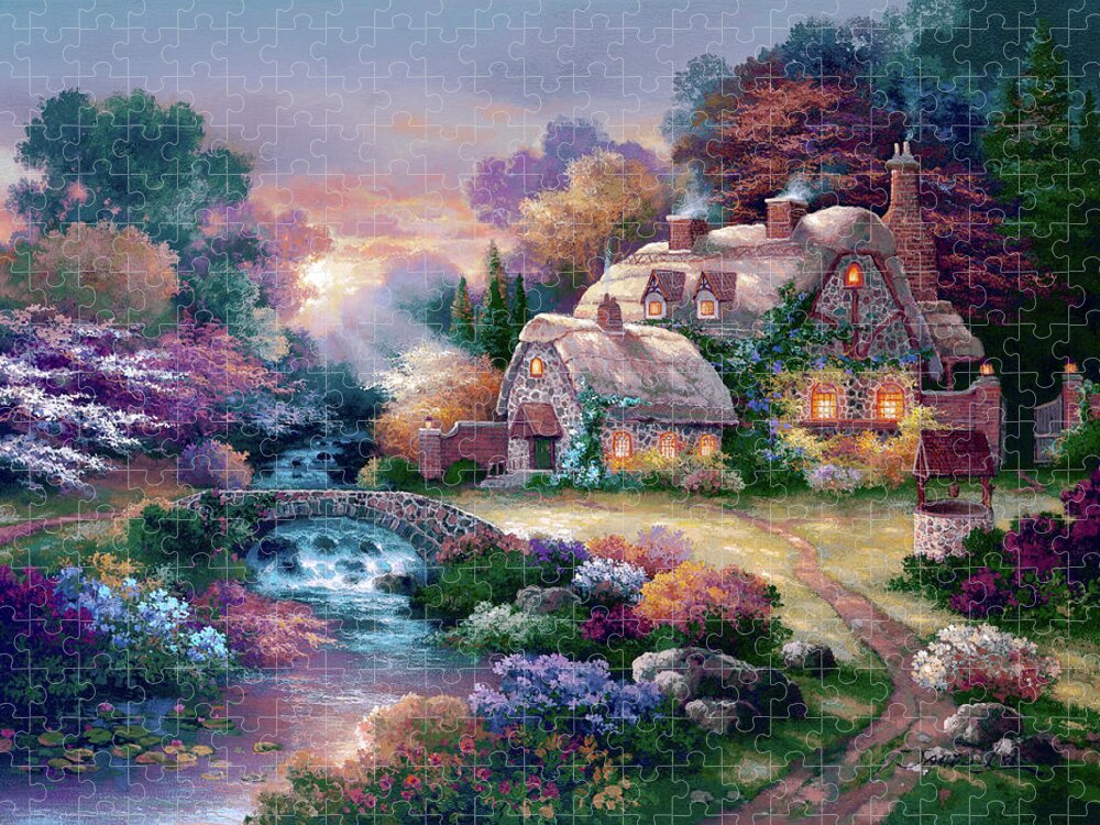 Garden Wishing Well Jigsaw Puzzle by James Lee - Pixels