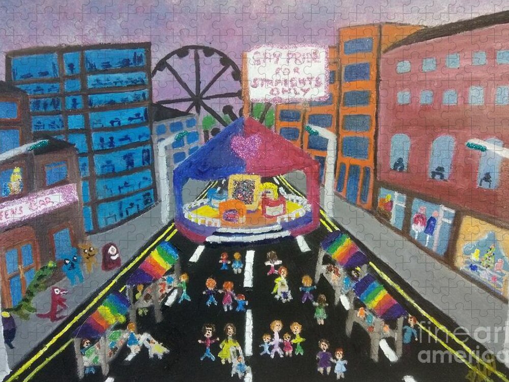 Lgbtq Jigsaw Puzzle featuring the painting Gay Pride for straights only by David Westwood