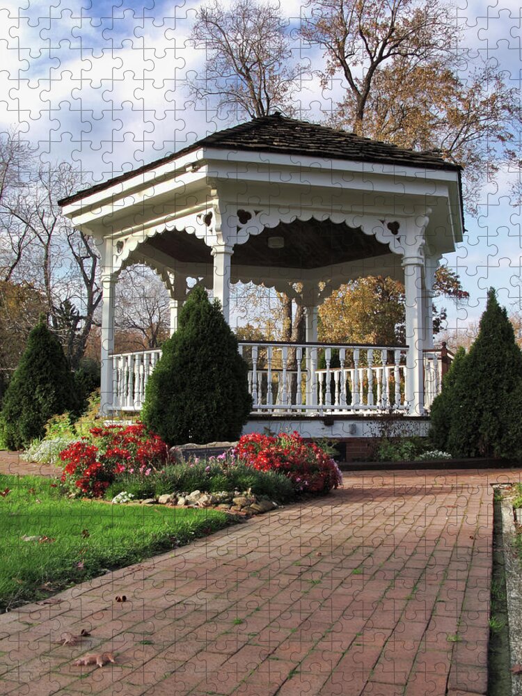 Gazebo Jigsaw Puzzle featuring the photograph Gazebo at Olmsted Falls - 3 by Mark Madere