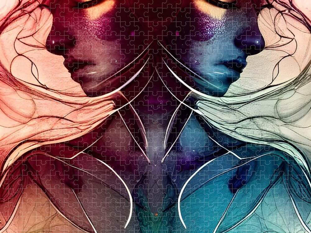 Digital Jigsaw Puzzle featuring the digital art Gemini, Third Sign of the Zodiac by Beverly Read