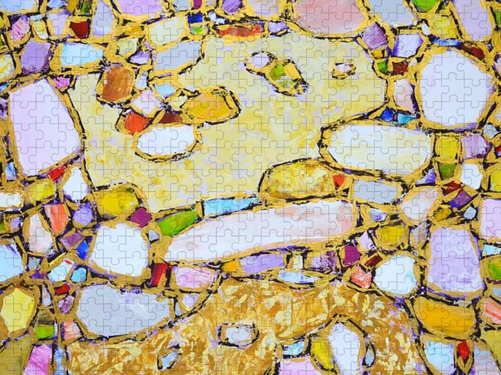 Stones Jigsaw Puzzle featuring the painting Gems and gold 3. by Iryna Kastsova