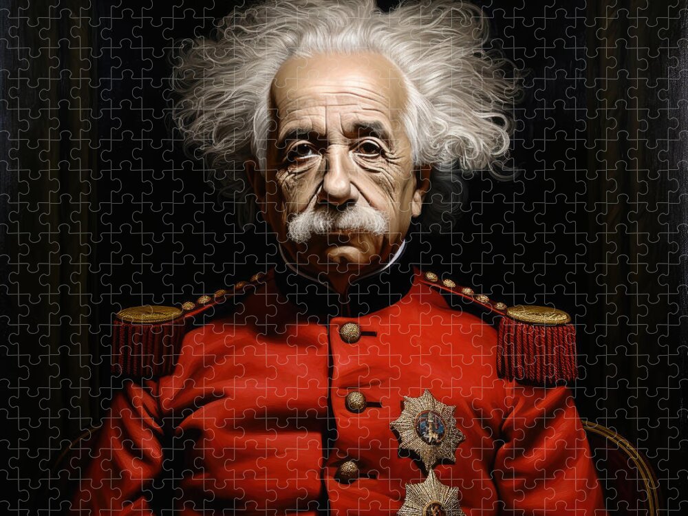Caricature Jigsaw Puzzle featuring the painting General Einstein by My Head Cinema