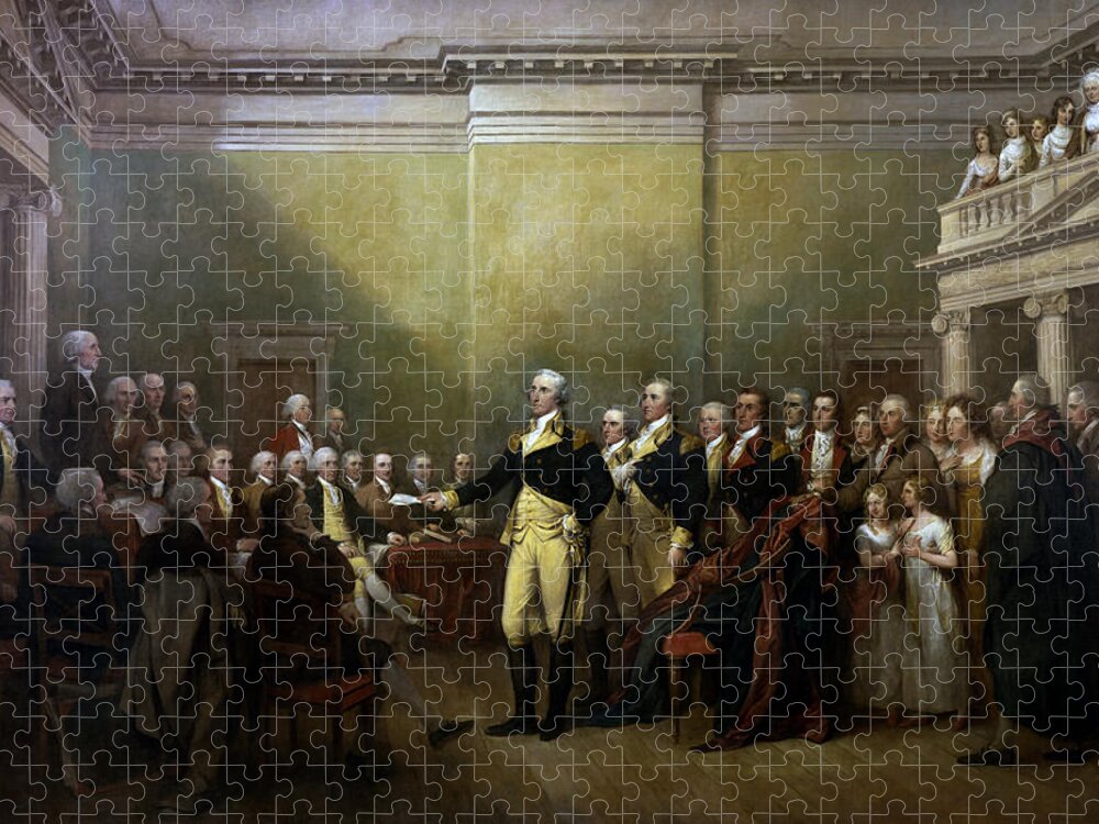 George Washington Jigsaw Puzzle featuring the painting General Washington Resigning His Commission by War Is Hell Store