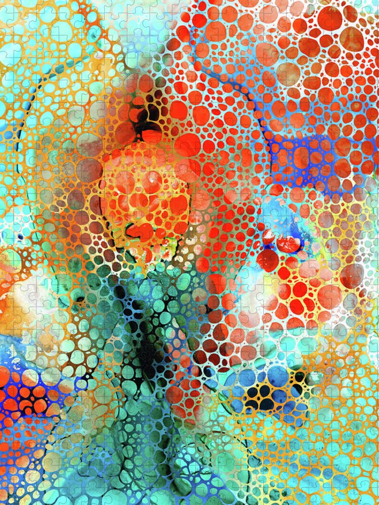 Genie Jigsaw Puzzle featuring the painting Genie - Modern Mosaic Art - Sharon Cummings by Sharon Cummings