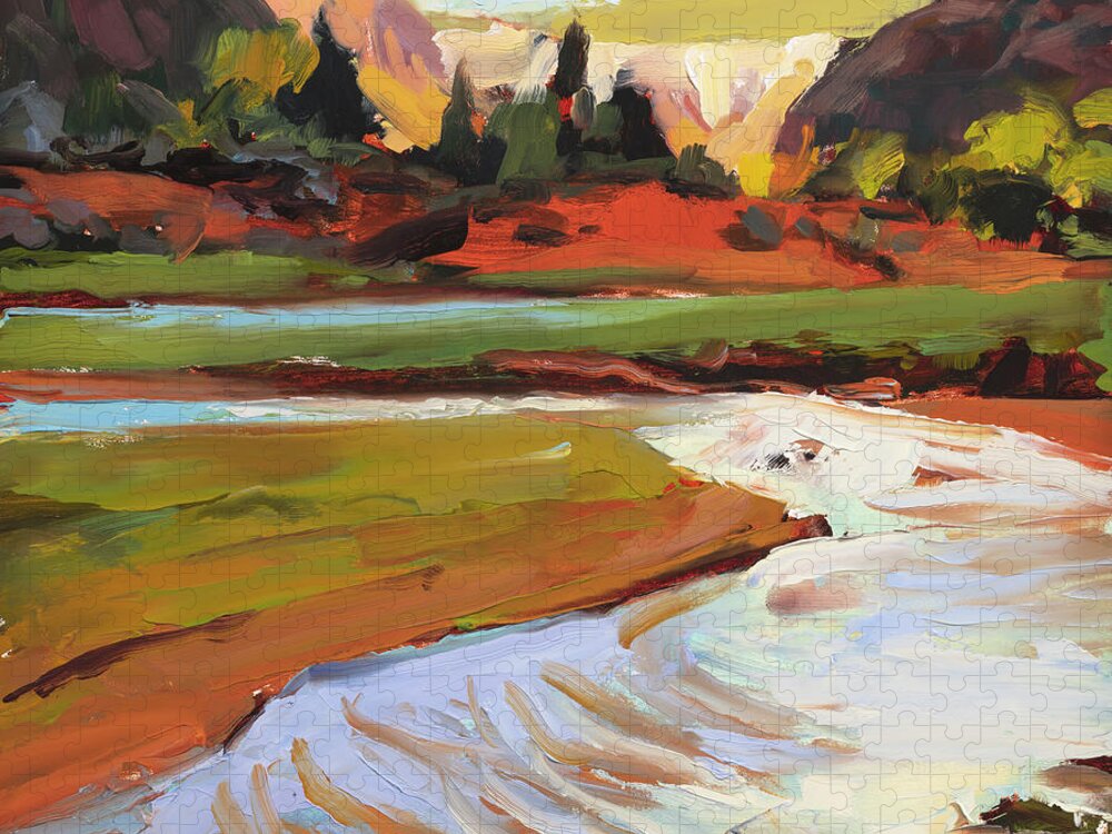 Zion Jigsaw Puzzle featuring the painting Gentle Flow in Zion by Steve Henderson