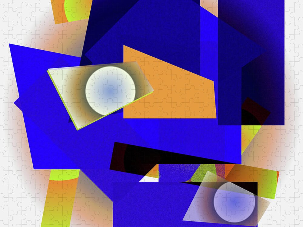 Abstract Jigsaw Puzzle featuring the digital art Geometrics Colorized by Kae Cheatham
