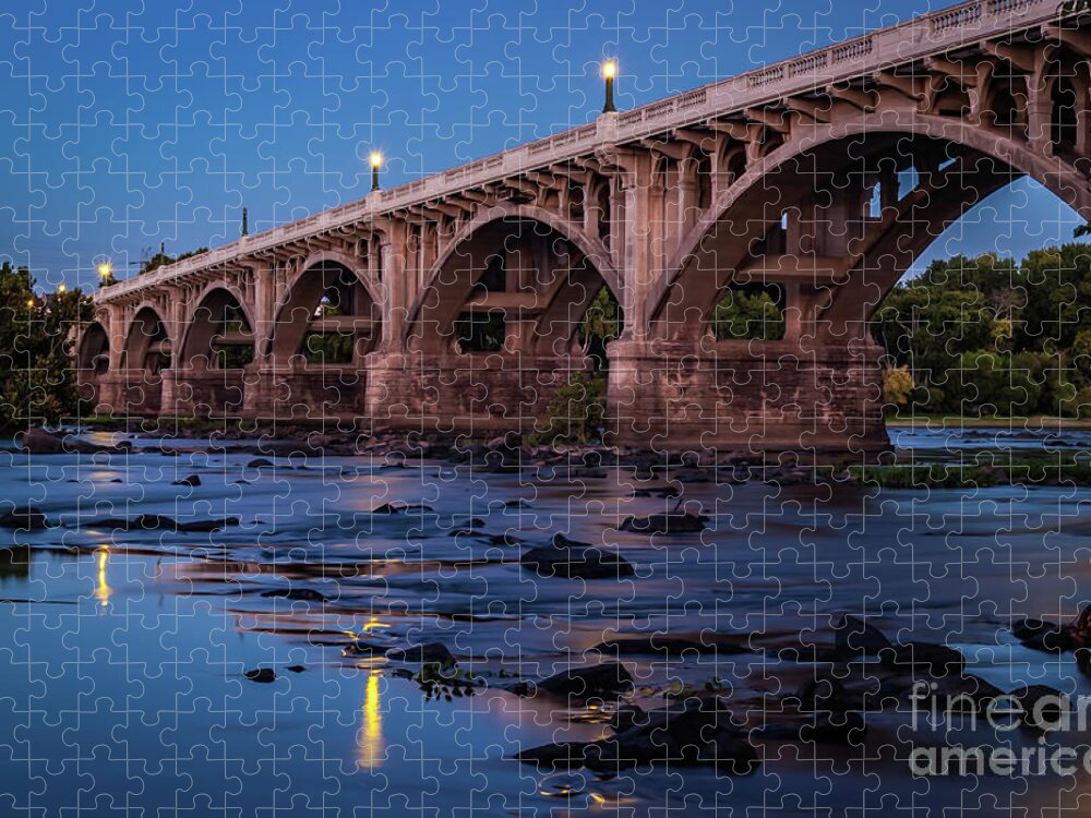 Gsb Jigsaw Puzzle featuring the photograph Gervais St. Bridge at Twilight-1-v2 by Charles Hite