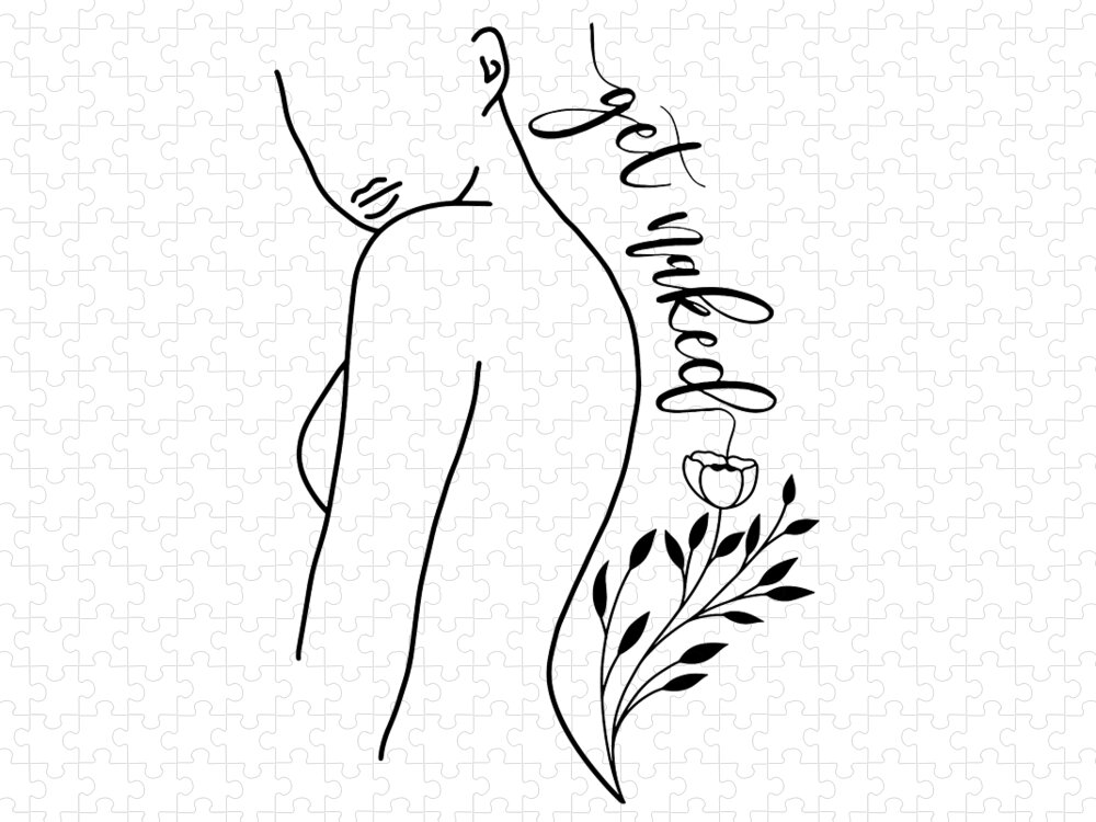 Get Naked Floral Woman Body Line Art, Naked Woman Sketch, Printable Female  Drawing, Feminine Poster Jigsaw Puzzle By Mounir Khalfouf - Pixels