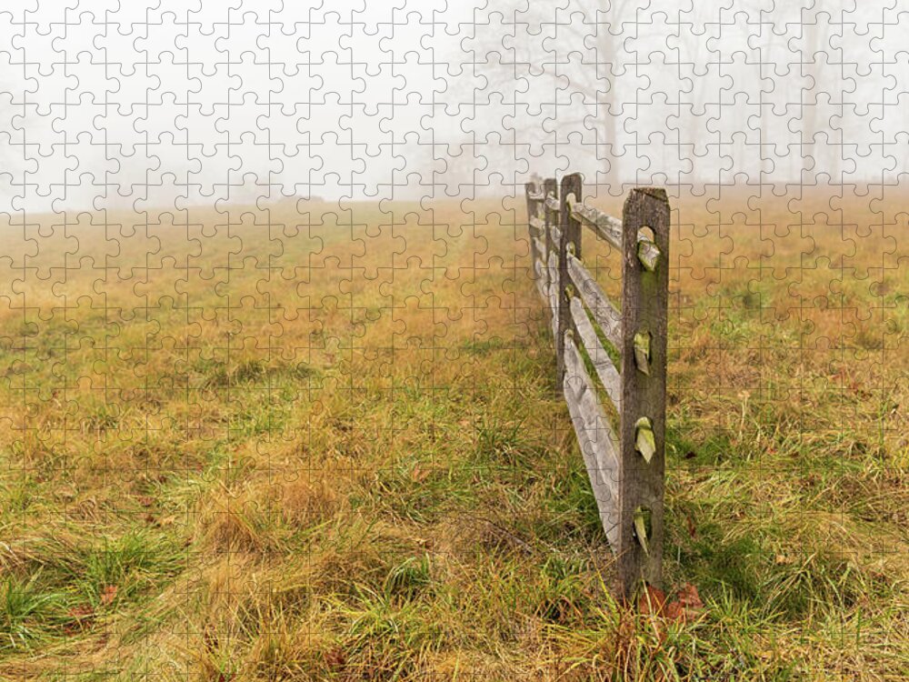 Landscape Jigsaw Puzzle featuring the photograph Gettysburg Fence Winter 2020 by Amelia Pearn