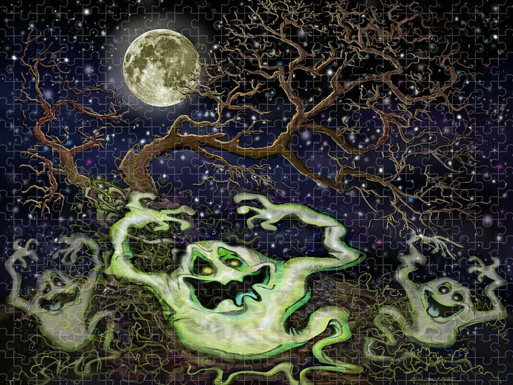 Ghost Jigsaw Puzzle featuring the digital art Ghost Tree by Kevin Middleton