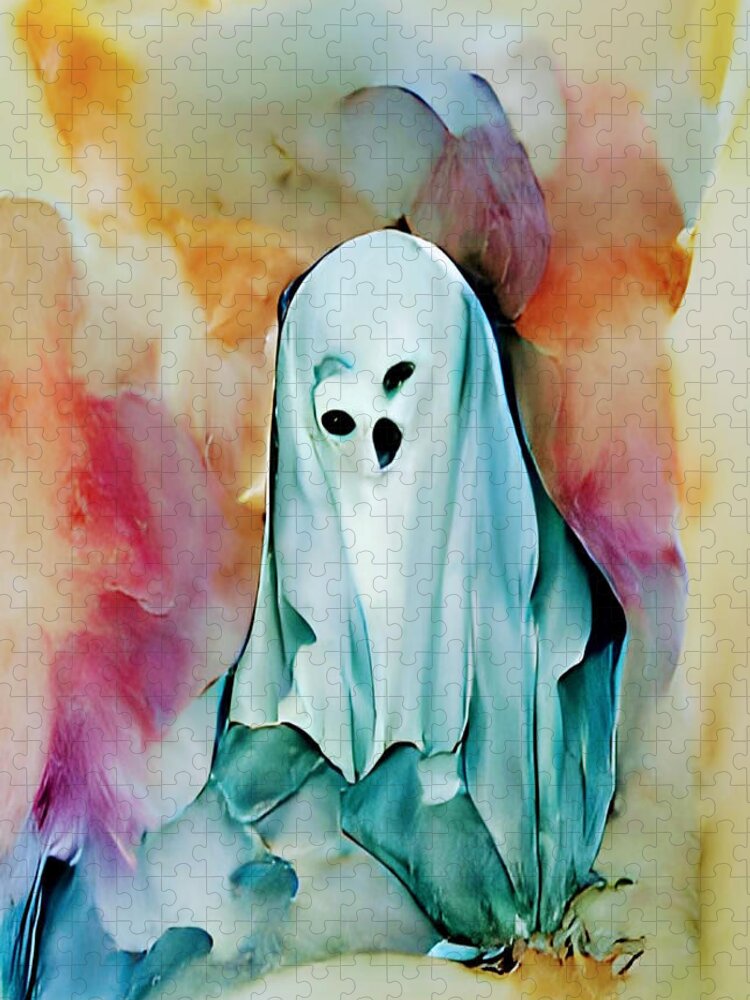 Ghostly Jigsaw Puzzle featuring the digital art Ghostly Impression Spirit Digital Watercolor by Delynn Addams
