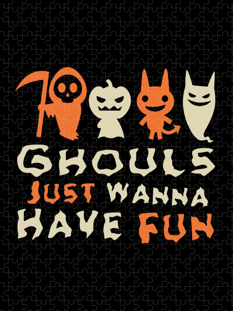 Cool Jigsaw Puzzle featuring the digital art Ghouls Just Wanna Have Fun Halloween by Flippin Sweet Gear