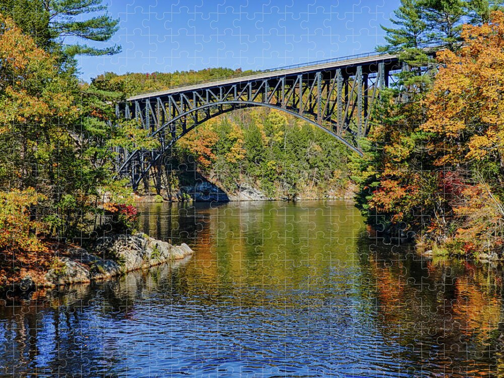 Gill Jigsaw Puzzle featuring the photograph Gill MA French King Bridge Fall Foliage Erving MA by Toby McGuire