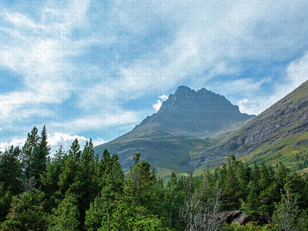 Glacier Jigsaw Puzzle featuring the photograph Glacier National Park Peak and Skyline by Bruce Gourley