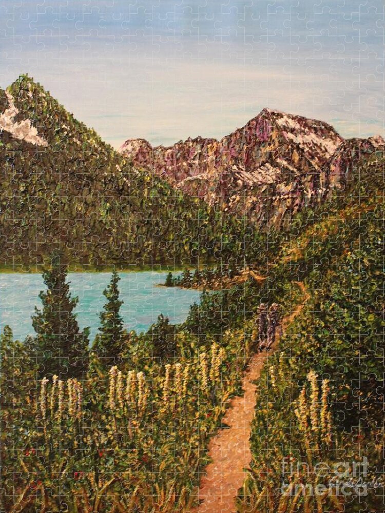 Montana Jigsaw Puzzle featuring the painting Glacier Park Trail SOLD by Linda Donlin