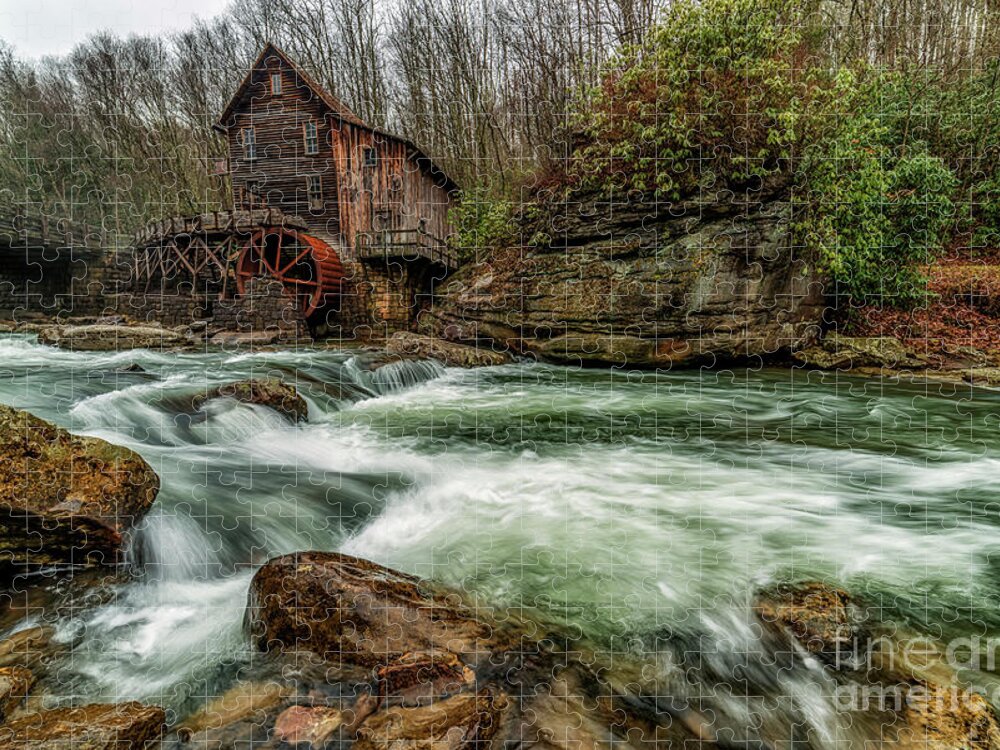Babcock State Park Jigsaw Puzzle featuring the photograph Glade Creek Grist Mill in April by Thomas R Fletcher