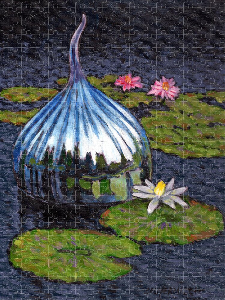 Blown Glass Jigsaw Puzzle featuring the painting Glass Reflecrions by John Lautermilch
