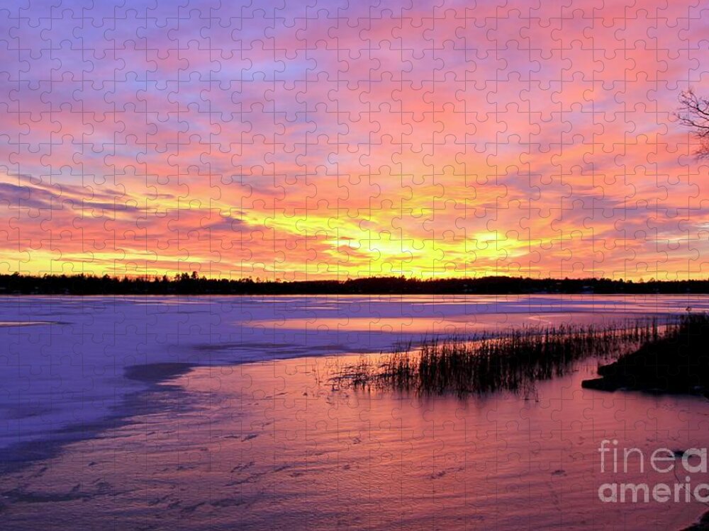 Inspirational Landscape Photo Jigsaw Puzzle featuring the photograph Glorious Sunset Minnesota by Ann Brown