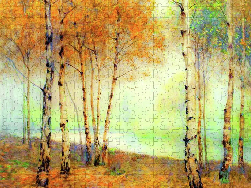 Landscape Jigsaw Puzzle featuring the painting Glowing in the Mist by Jane Small