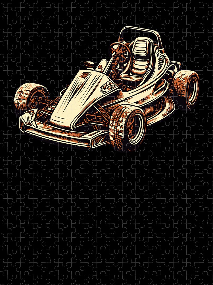 Go Kart Jigsaw Puzzle featuring the digital art Go Kart Racer Race - Karting by Crazy Squirrel