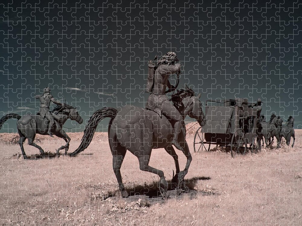Wagon Jigsaw Puzzle featuring the photograph Go West Young Man - battle on the Wisconsin driftless prairie by Peter Herman